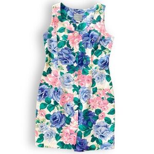 Vintage 90’s Carol Anderson Floral Cotton Button Front Dress Size 4